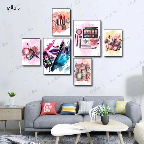 Set 6 Tranh Dán Tường Nail Spa Nghệ Thuật Sáng Tạo Có Keo Sẵn