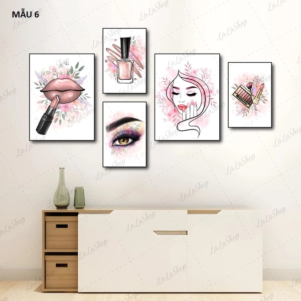 Set 5 Tranh Dán Tường Nail Spa Sang Trọng Nghệ Thuật Có Keo Sẵn