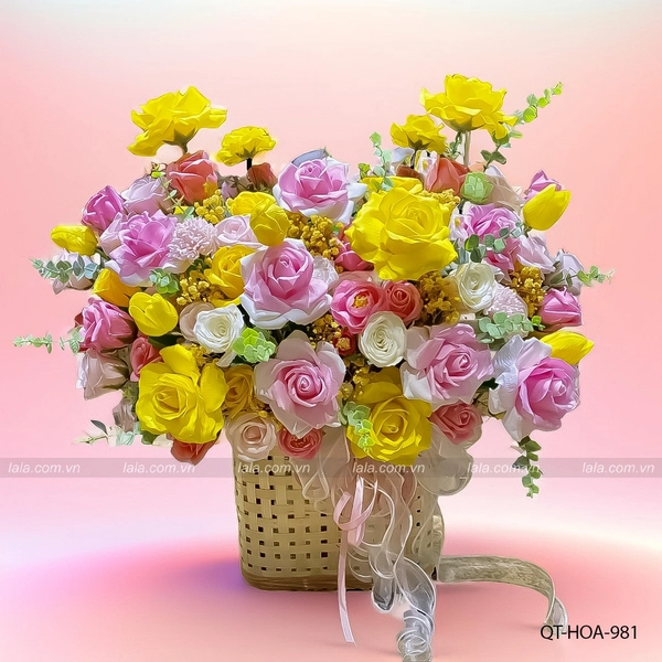 Chậu hoa sáp để bàn Bouquet Sắc Màu mix nhiều loại mẫu mới