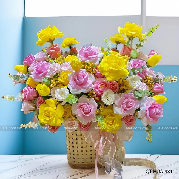 Chậu hoa sáp để bàn Bouquet Sắc Màu mix nhiều loại mẫu mới
