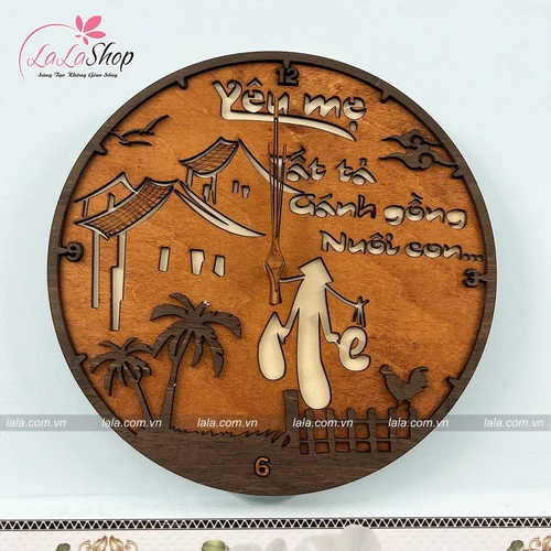 Đồng Hồ Gỗ 3D Nhớ Mẹ Thương Cha