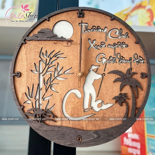 Đồng Hồ Gỗ 3D Nhớ Mẹ Thương Cha