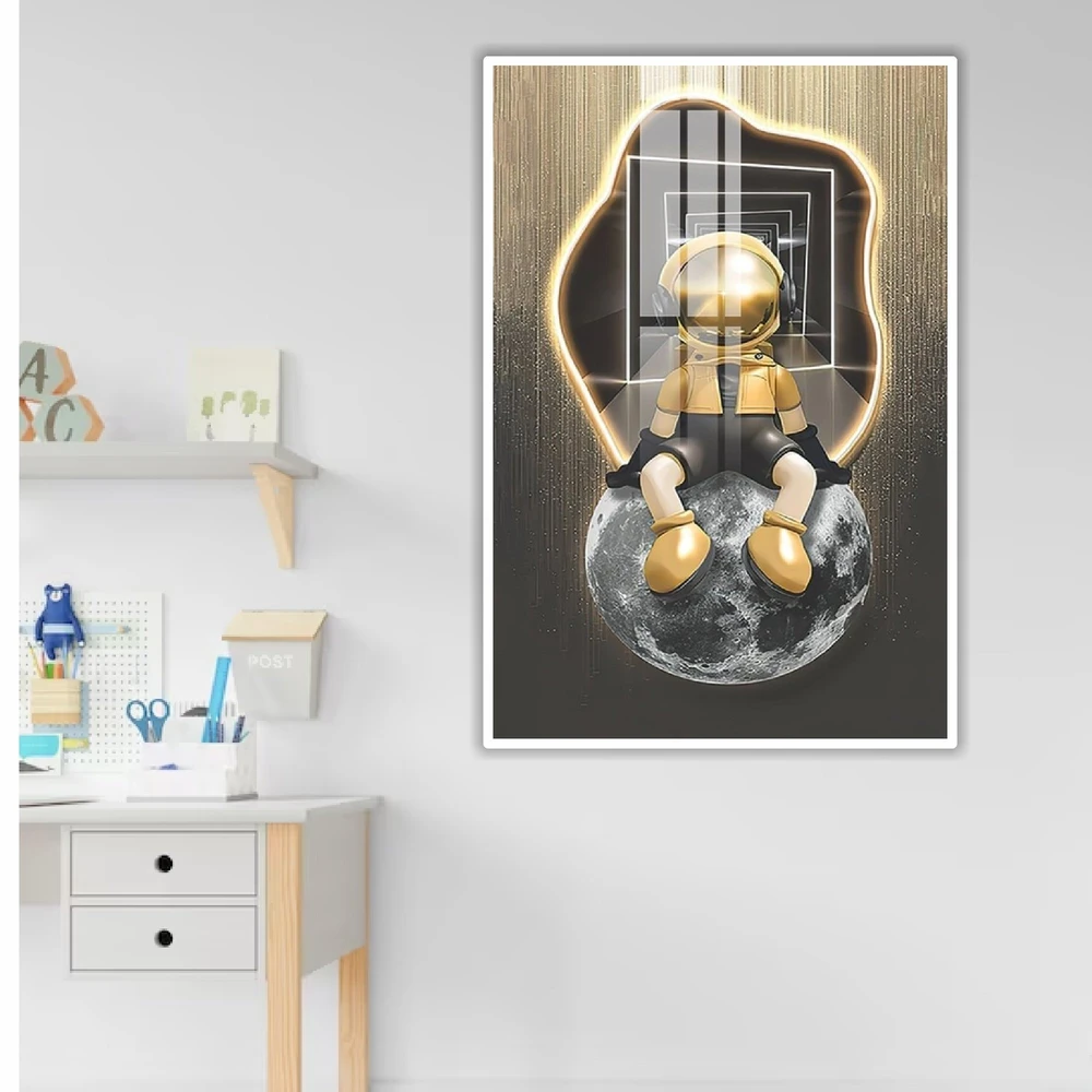 Tranh Treo Tường Phi Hành Gia Ngồi Trên Mặt Trăng