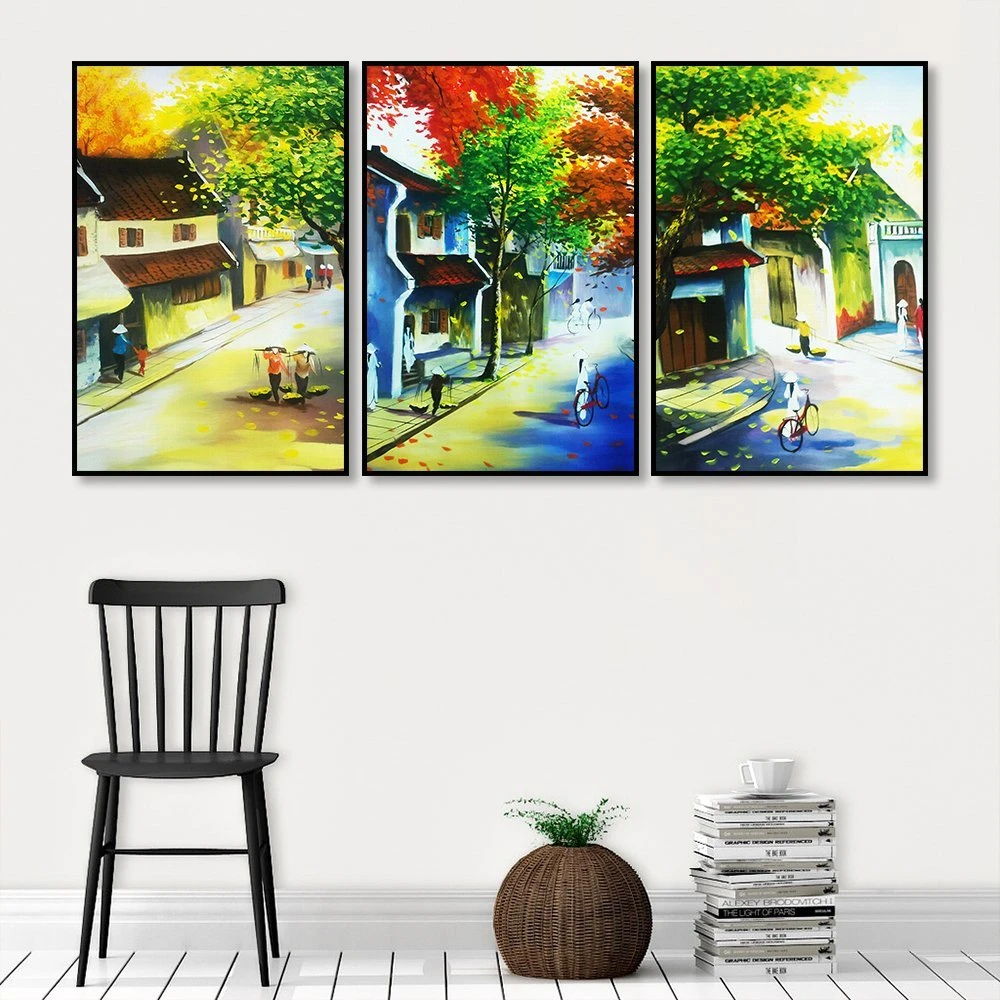 Tranh treo tường phong cách sơn dầu phong cảnh phố cổ