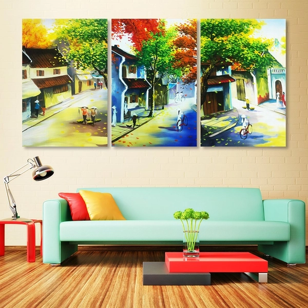 Tranh treo tường phong cách sơn dầu phong cảnh phố cổ