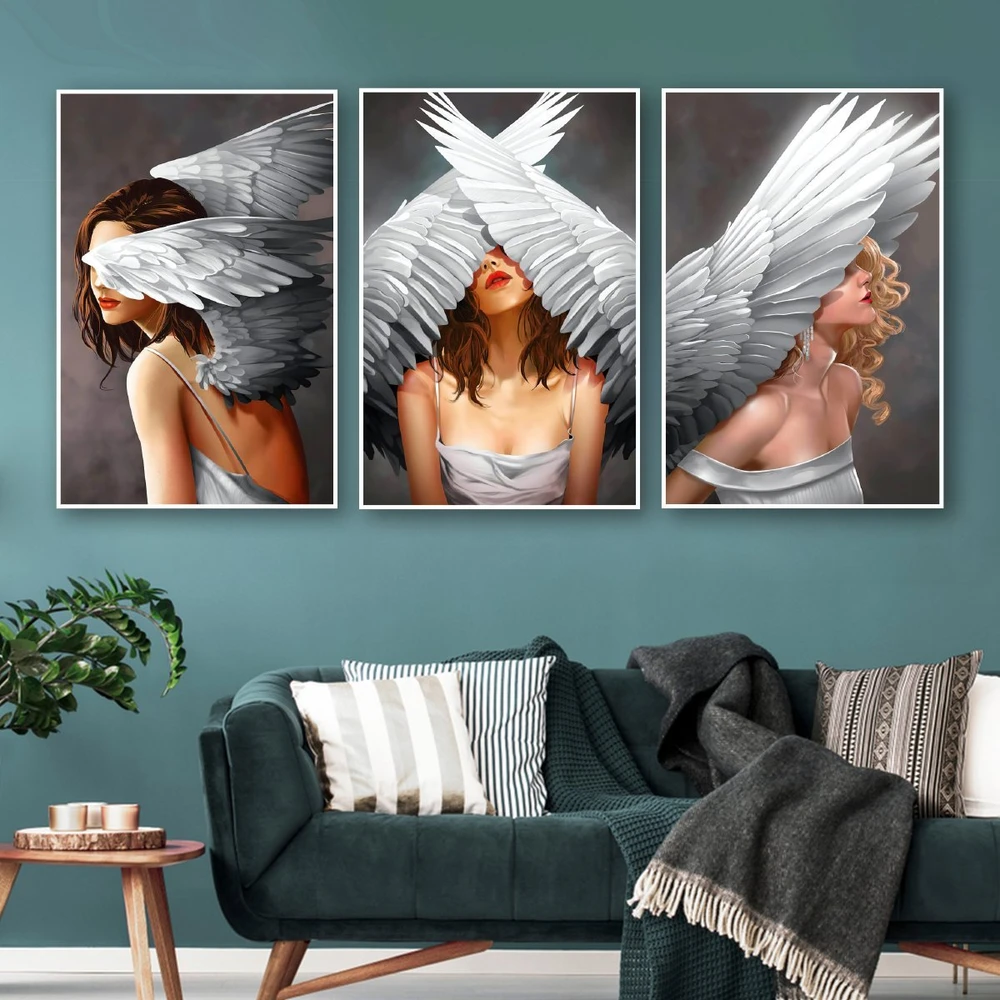 Tranh treo tường nghệ thuật cô gái và đôi cánh