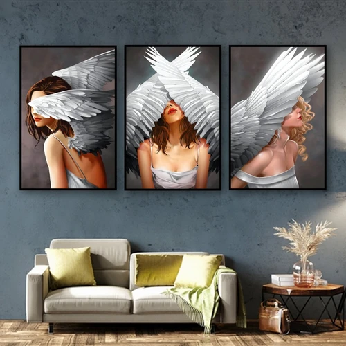 Tranh treo tường nghệ thuật cô gái và đôi cánh