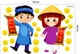 Decal trang trí tết Hai Bé Mặc Áo Dài Rực Rỡ Mừng Xuân