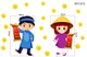 Decal trang trí tết Hai Bé Mặc Áo Dài Rực Rỡ Mừng Xuân