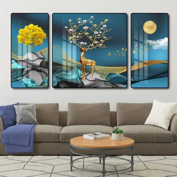 Tranh treo tường hươu vàng sừng hoa