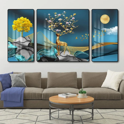 Tranh treo tường hươu vàng sừng hoa