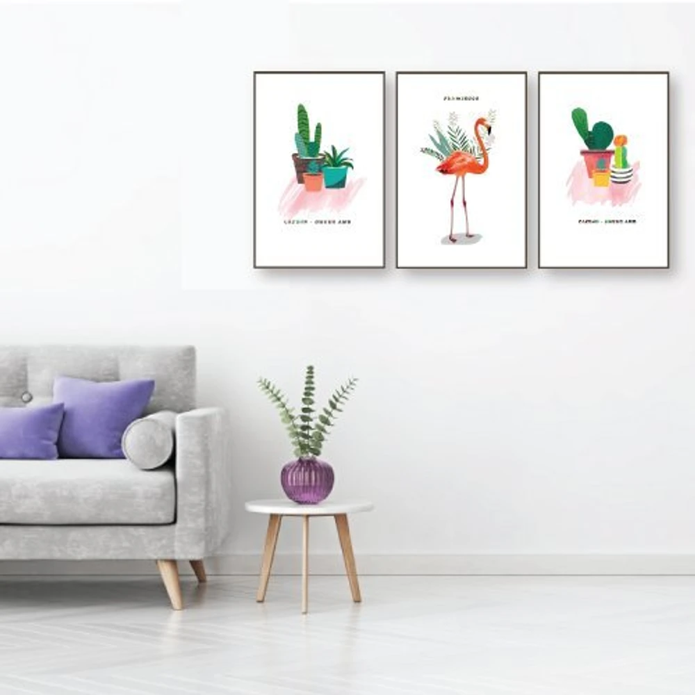 Tranh treo tường hồng hạc và xương rồng (KE-017)