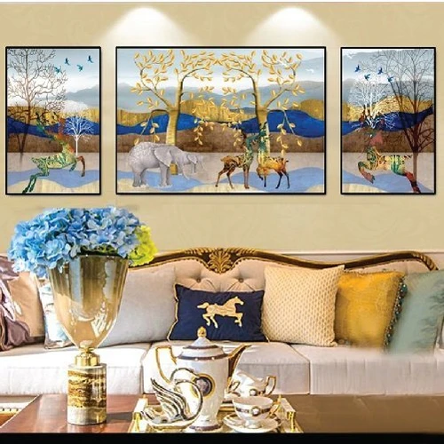 Tranh treo tường hươu cách điệu và voi (A-148)