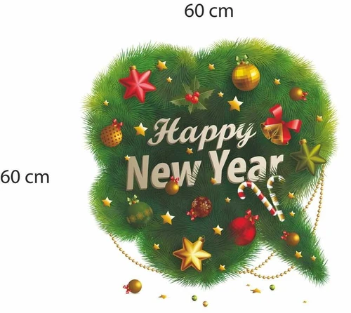 Decal dán tường Trái tim Noel xanh size lớn 60x60 (nền trắng đục)