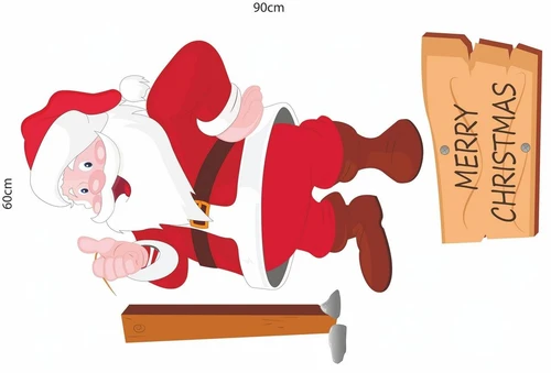 Decal dán tường Combo Ông già Noel và cây thông xanh 2 (1 bộ 3 tấm)