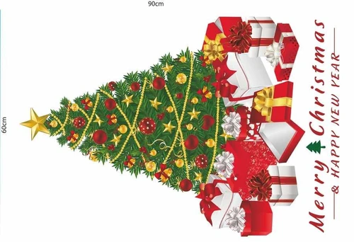 Decal dán tường Combo Ông già Noel và cây thông xanh 2 (1 bộ 3 tấm)