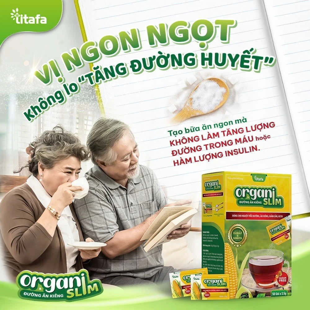 Đường ăn kiêng ORGANI SLIM (Hộp 50 gói) - Hỗ trợ cho người tiểu đường và người ăn kiêng
