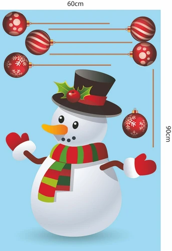 Decal dán tường combo cây thông noel và người tuyết