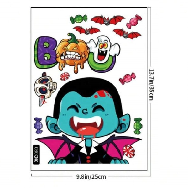 Decal 2 Mặt Trang Trí Halloween Dán Kính Bá Tước Dracula Vui Nhộn
