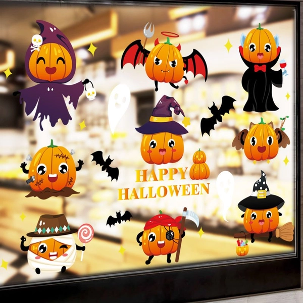 Decal 2 Mặt Trang Trí Halloween Những Quả Bí Ngô Vui Nhộn