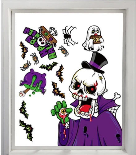 Decal 2 Mặt Trang Trí Halloween Chuyên Dán Kính Ma Cà Rồng Xương Người
