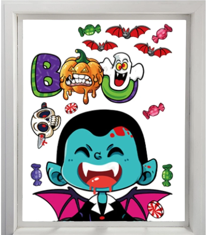 Decal 2 Mặt Trang Trí Halloween Dán Kính Bá Tước Dracula Vui Nhộn