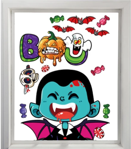 Decal 2 Mặt Trang Trí Halloween Dán Kính Bá Tước Dracula Vui Nhộn