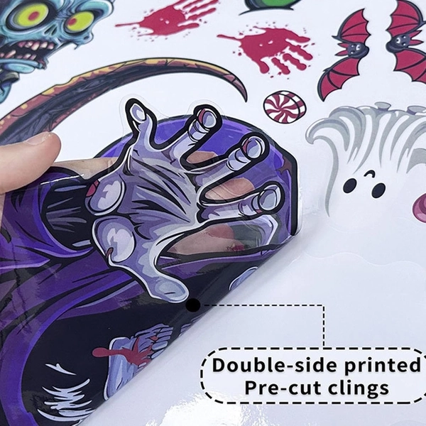 Combo 2 tấm decal 2 mặt trang trí halloween phù thủy và ma ca rồng