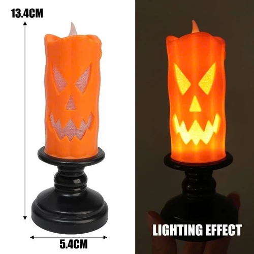 Phụ Kiện Trang Trí Halloween Chân Nến Đèn Led Bí Ngô Phát Sáng