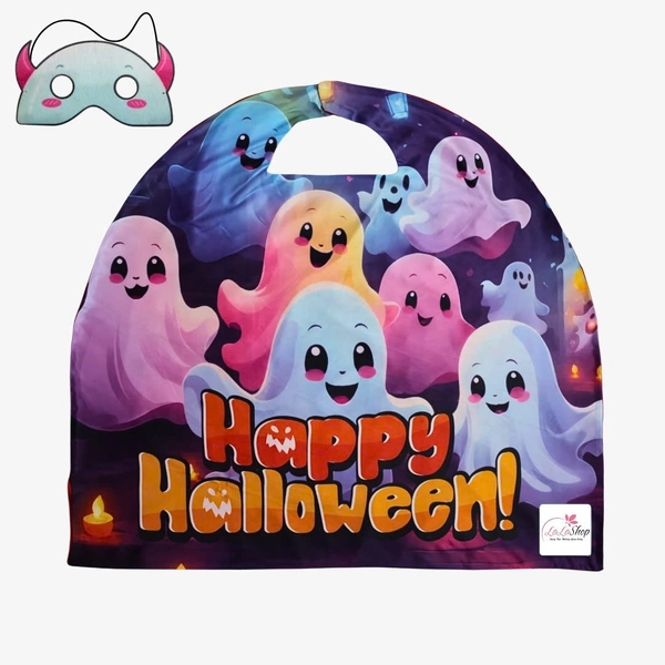 Áo Choàng Hóa Trang Halloween Kèm Mặt Nạ Em Bé Ma Đáng Yêu