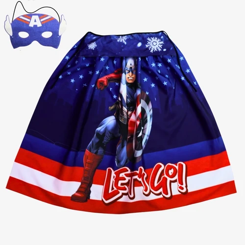 Áo Choàng Hóa Trang Halloween Kèm Mặt Nạ Siêu Anh Hùng Captain America