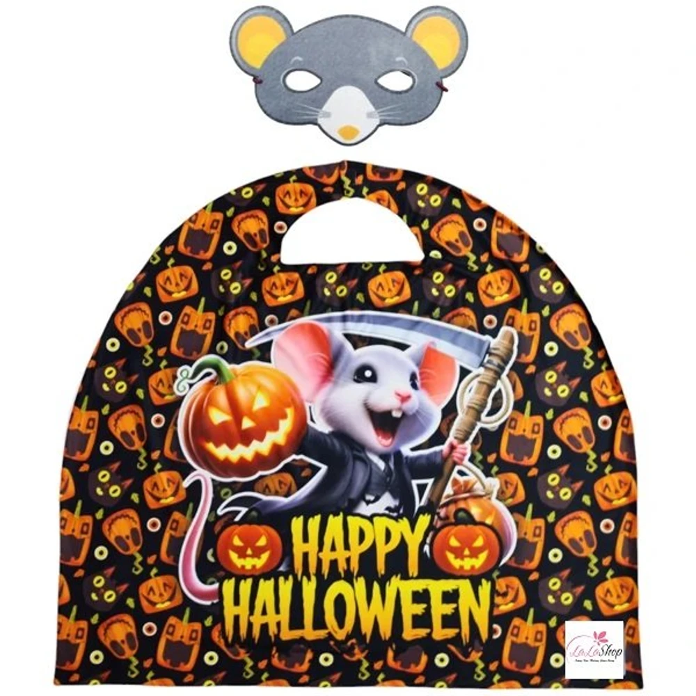 Áo Choàng Hóa Trang Halloween Kèm Mặt Nạ Chú Chuột Ma Quái