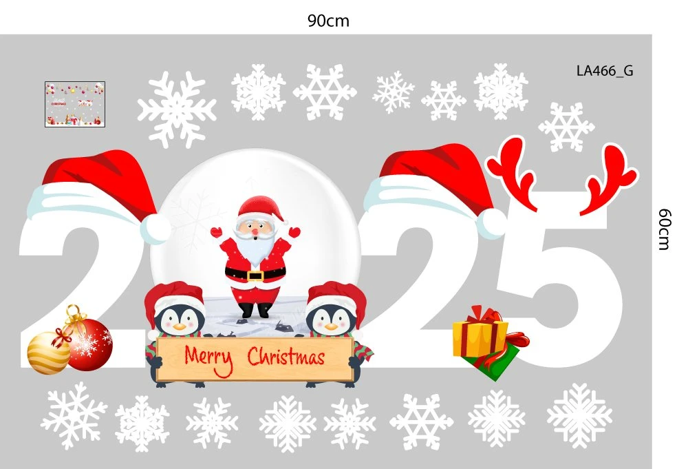 Combo Decal Trang Trí Noel Thành Phố Tuyết Trắng Và Người Tuyết Vui Nhộn