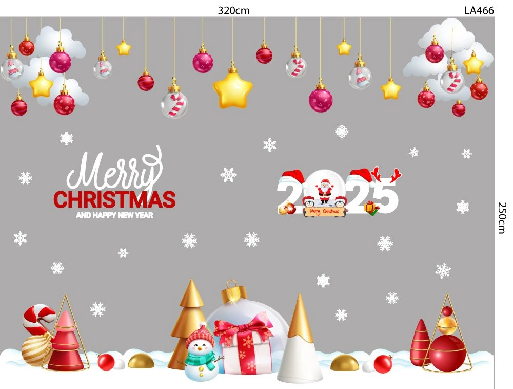 Combo Decal Trang Trí Noel Thành Phố Tuyết Trắng Và Người Tuyết Vui Nhộn