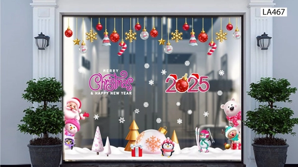 Combo Decal Trang Trí Noel Ông Già Noel, Gấu Trắng Và Những Người Bạn