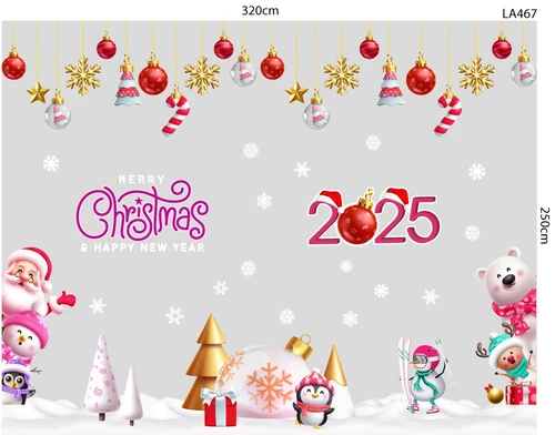 Combo Decal Trang Trí Noel Ông Già Noel, Gấu Trắng Và Những Người Bạn