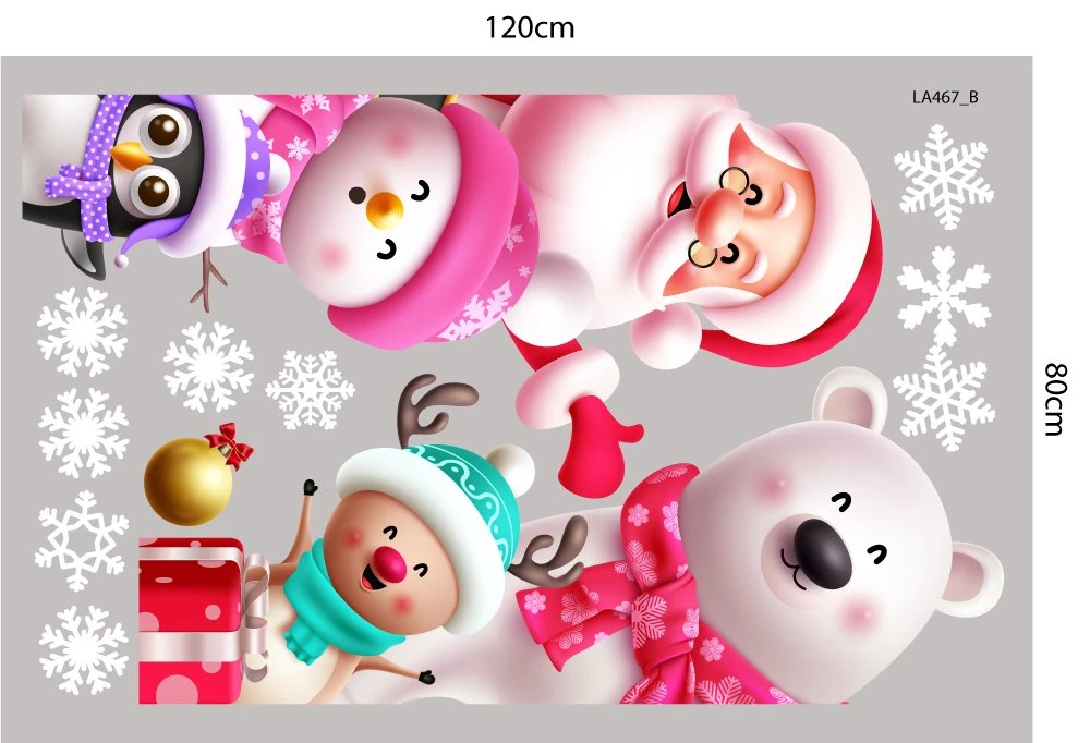 Combo Decal Trang Trí Noel Ông Già Noel, Gấu Trắng Và Những Người Bạn