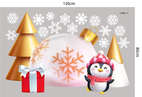 Combo Decal Trang Trí Noel Ông Già Noel, Gấu Trắng Và Những Người Bạn