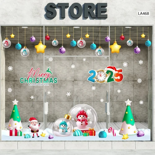 Combo Decal Trang Trí Noel Merry Chistmas Quả Cầu Thủy Tinh Người Tuyết Xinh Xắn
