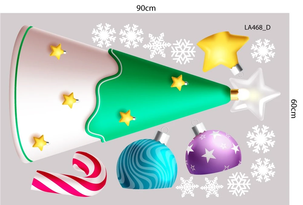 Combo Decal Trang Trí Noel Merry Chistmas Quả Cầu Thủy Tinh Người Tuyết Xinh Xắn