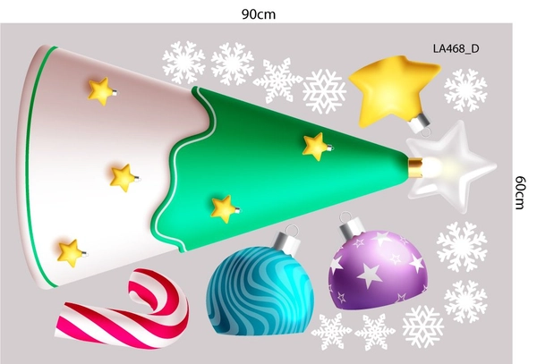 Combo Decal Trang Trí Noel Merry Christmas Quả Cầu Thủy Tinh Người Tuyết Xinh Xắn