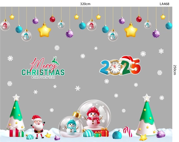 Combo Decal Trang Trí Noel Merry Christmas Quả Cầu Thủy Tinh Người Tuyết Xinh Xắn