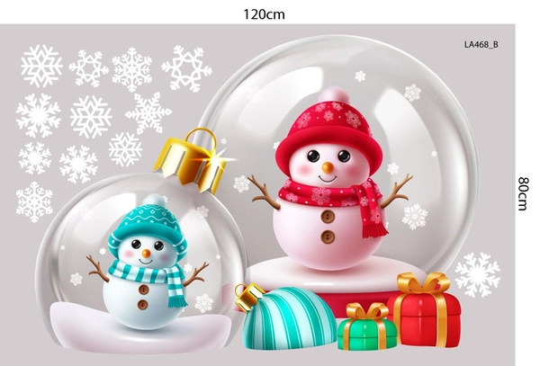 Combo Decal Trang Trí Noel Merry Christmas Quả Cầu Thủy Tinh Người Tuyết Xinh Xắn
