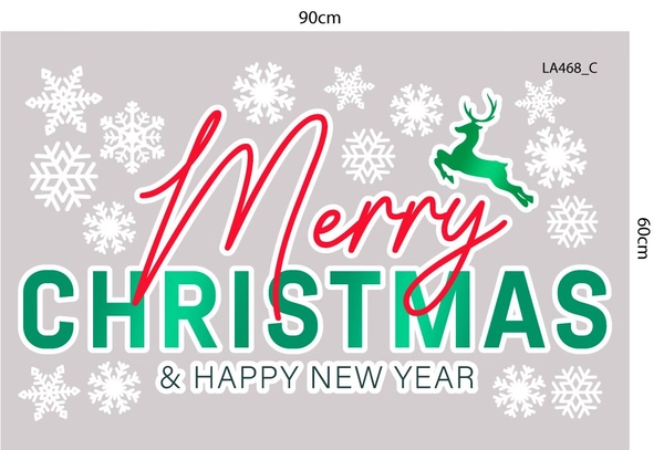 Combo Decal Trang Trí Noel Merry Christmas Quả Cầu Thủy Tinh Người Tuyết Xinh Xắn