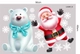 Combo Decal Trang Trí Noel Merry Christmas Gấu Trắng Và Ông Già Noel Vui Nhộn