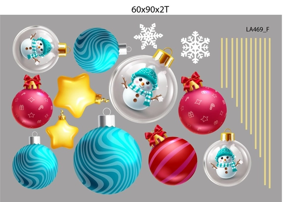 Combo Decal Trang Trí Noel Merry Christmas Gấu Trắng Và Ông Già Noel Vui Nhộn