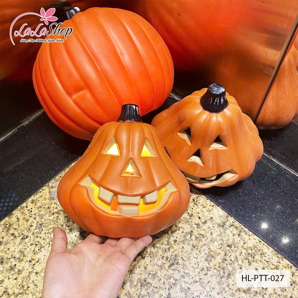 Phụ Kiện Trang Trí Halloween Đèn Led Bí Ngô Ma Quái Phát Sáng