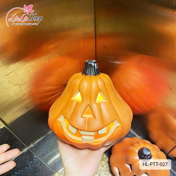 Phụ Kiện Trang Trí Halloween Đèn Led Bí Ngô Ma Quái Phát Sáng