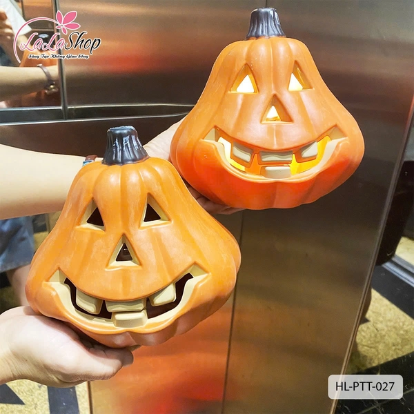 Phụ Kiện Trang Trí Halloween Đèn Led Bí Ngô Ma Quái Phát Sáng
