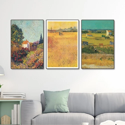 Tranh Treo Tường Tráng Gương Mùa Gặt Họa Sĩ Van Gogh Nghệ Thuật